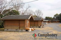 【ミニログハウス】3名用、2000～6300円、エアコン・トイレ・テレビ・寝具・洗面台