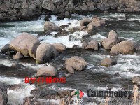 Bサイト横は流れの急な川